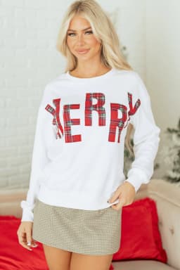 image-White Plaid Merry Christmas Vacation Sweatshirt