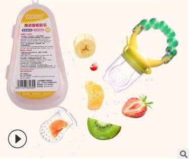 image-Doodle hazelnut bite bite pacifier food grade silicone food supplement baby fruit and vegetable music rattle