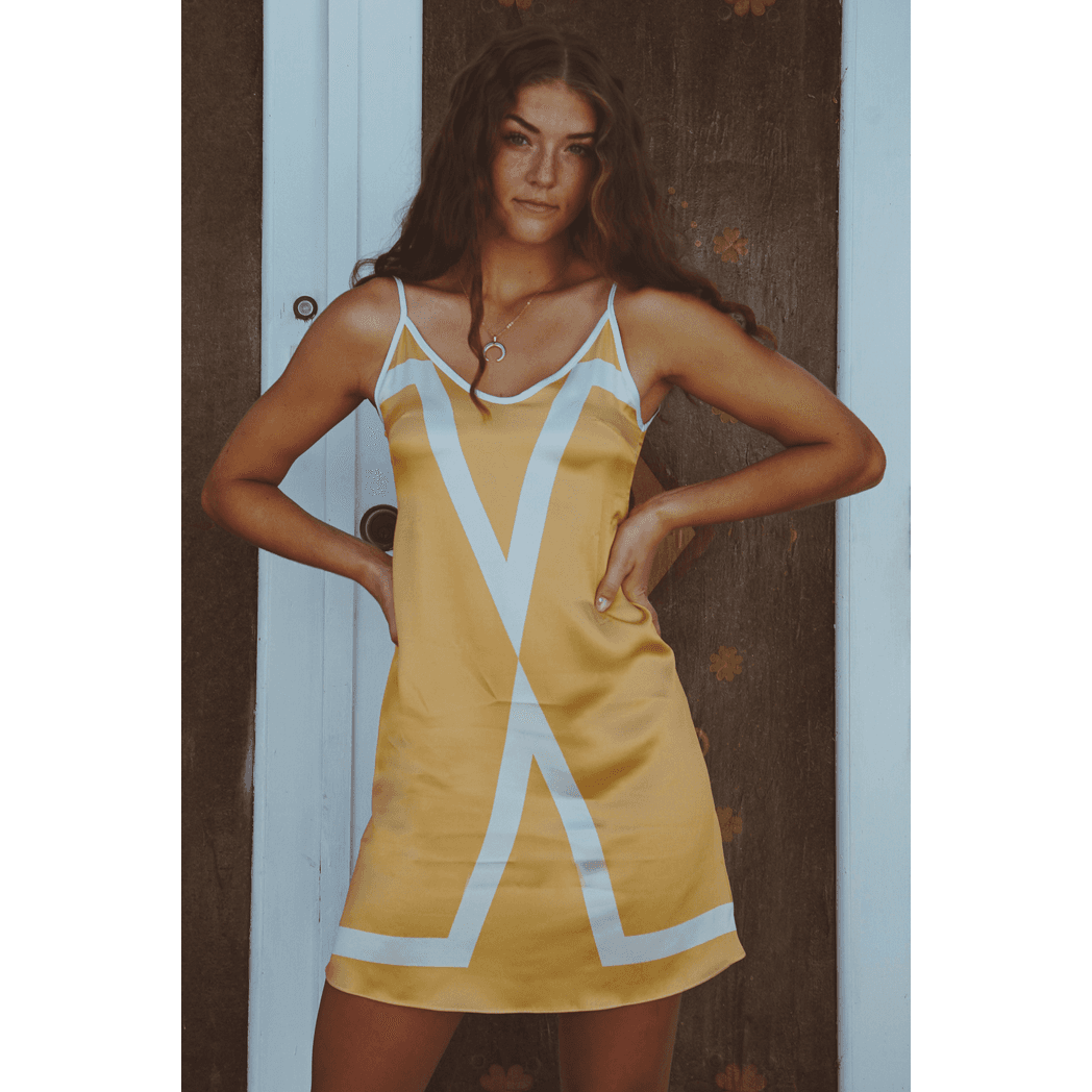 image-Vela Silk Dress - Gold Star