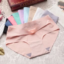 image-Seamless Ice Silk Briefs Women - Solid Mid-Waist