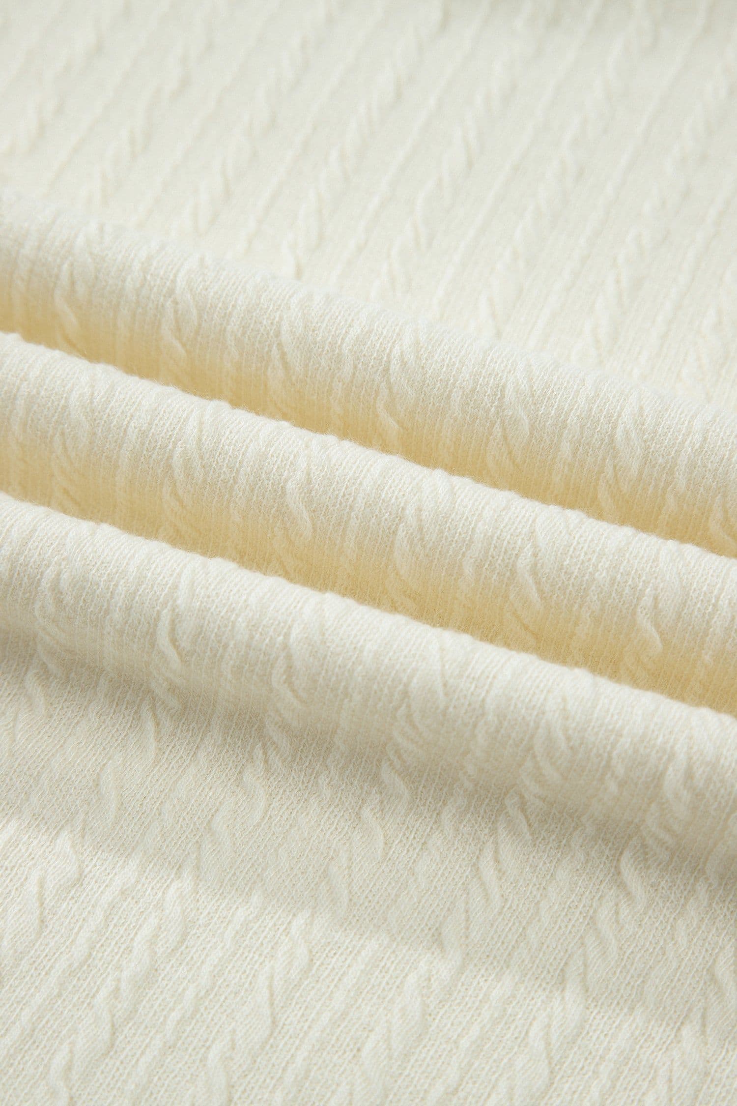 image-Beige Twisted Knit V Neck T Shirt