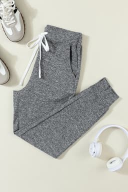 image-Black Drawstring Waist Pocketed Joggers