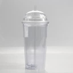 image-Double-layer Plastic 20oz Water Cup, Transparent Straw Cup, Custom Cup For Students