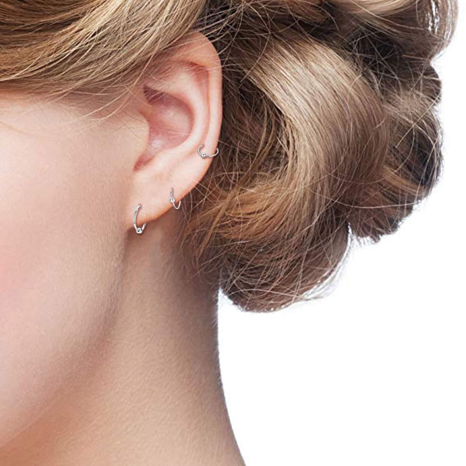 image-Hypoallergenic Sterling Silver Cartilage Dainty Thin Small Huggie Hoop Earring For Women