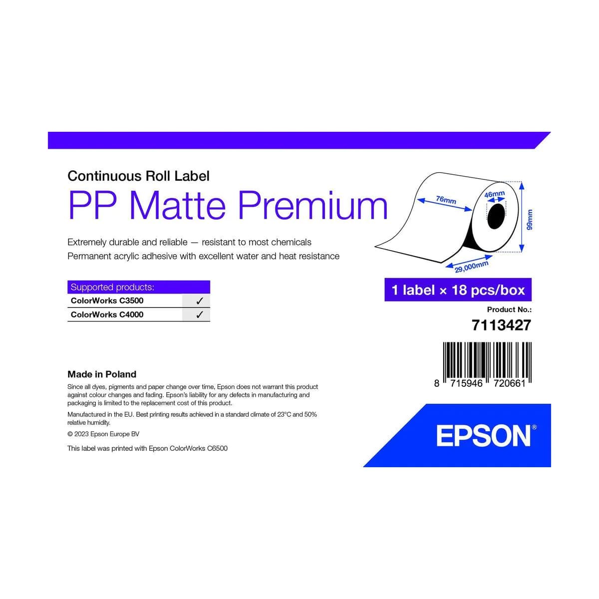 image-Printer Paper Epson 7113427 White (18 Units)