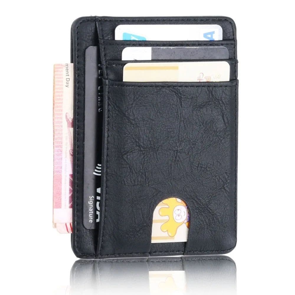 image-THINKTHENDO Slim RFID Blocking Leather Wallet Credit ID Card Holder Purse Money Case for Men Women 2020 Fashion Bag 11.5x8x0.5cm