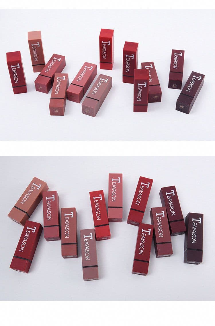 image-New set of box hard box 12 color square tube sexy red lipstick matte lipstick pumpkin matte brick red dirty orange