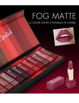 image-New set of box hard box 12 color square tube sexy red lipstick matte lipstick pumpkin matte brick red dirty orange