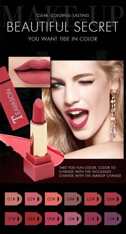 image-New set of box hard box 12 color square tube sexy red lipstick matte lipstick pumpkin matte brick red dirty orange