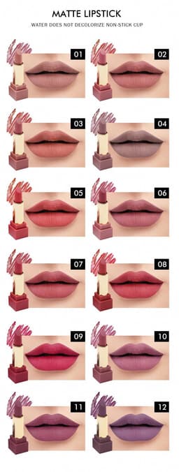 image-New set of box hard box 12 color square tube sexy red lipstick matte lipstick pumpkin matte brick red dirty orange