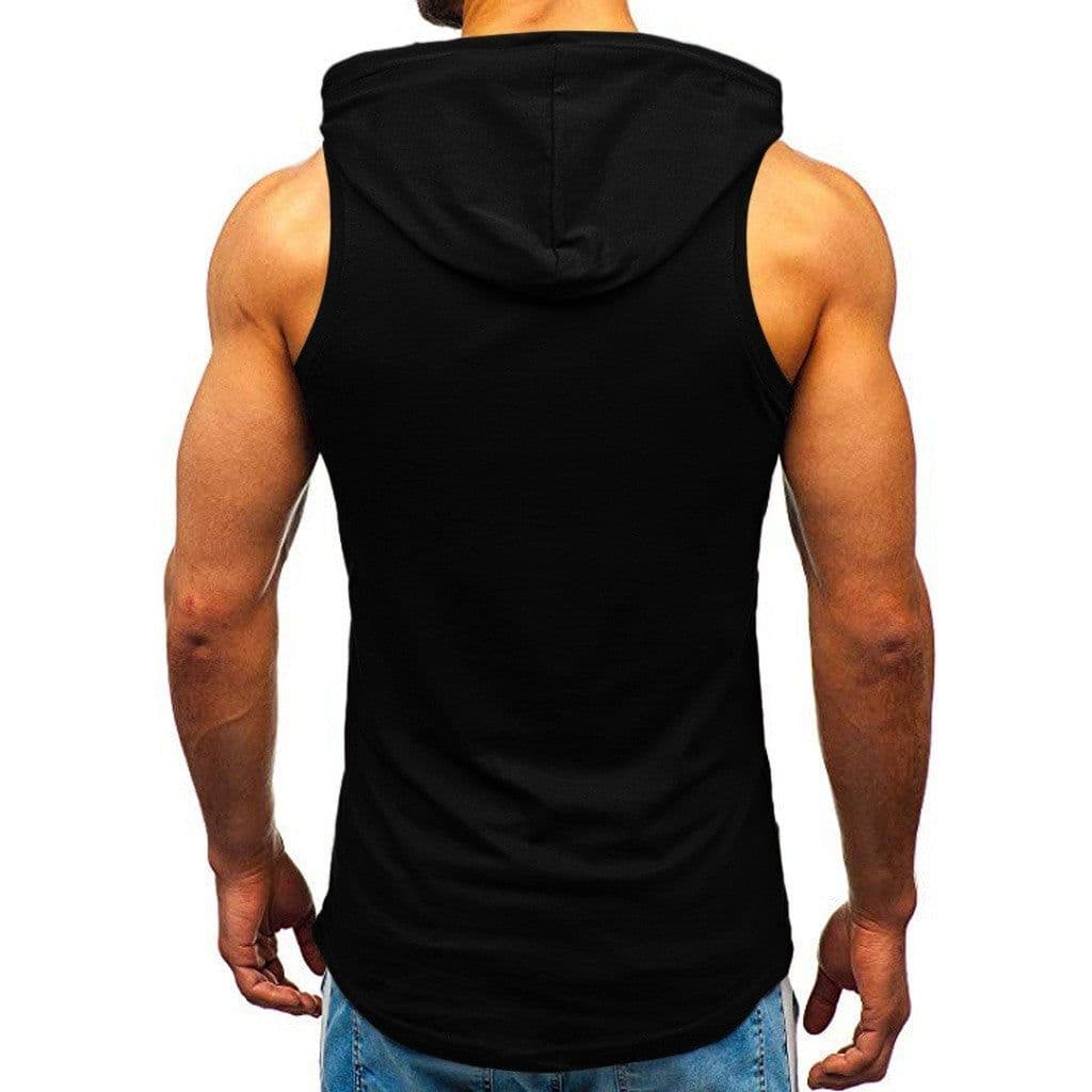 image-Men's Sleeveless Vest Letter Printed Hoodie Sports Tops