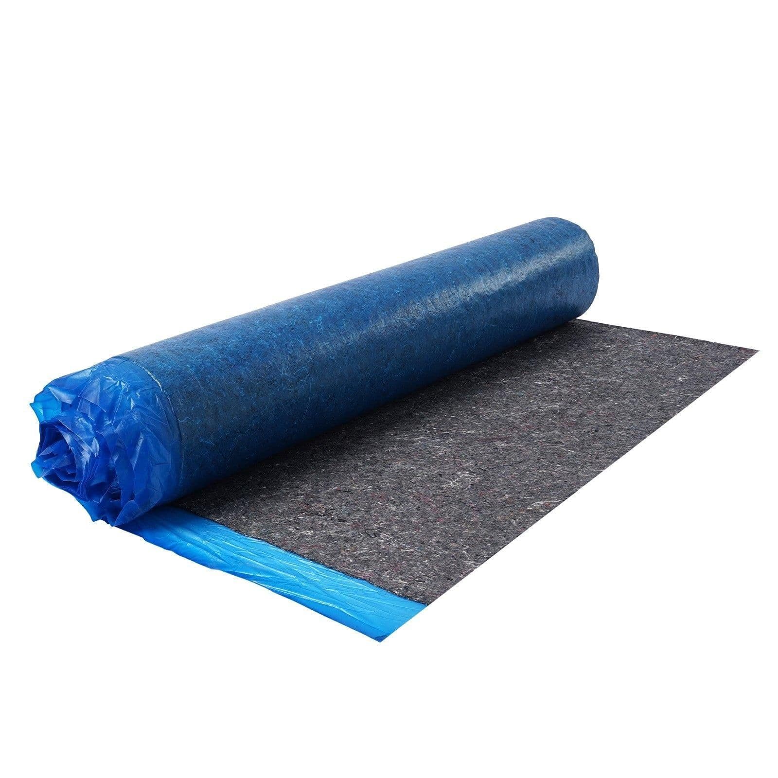 image-VEVOR Floor Underlayment 100 sq. ft/Roll, 3 mm Thick Laminate Flooring Padding with Attached Vapor Barrier, Heavy Duty Fiber + PE Film, Soundproofing & Noise Reduction, Ideal for Vinyl Wood