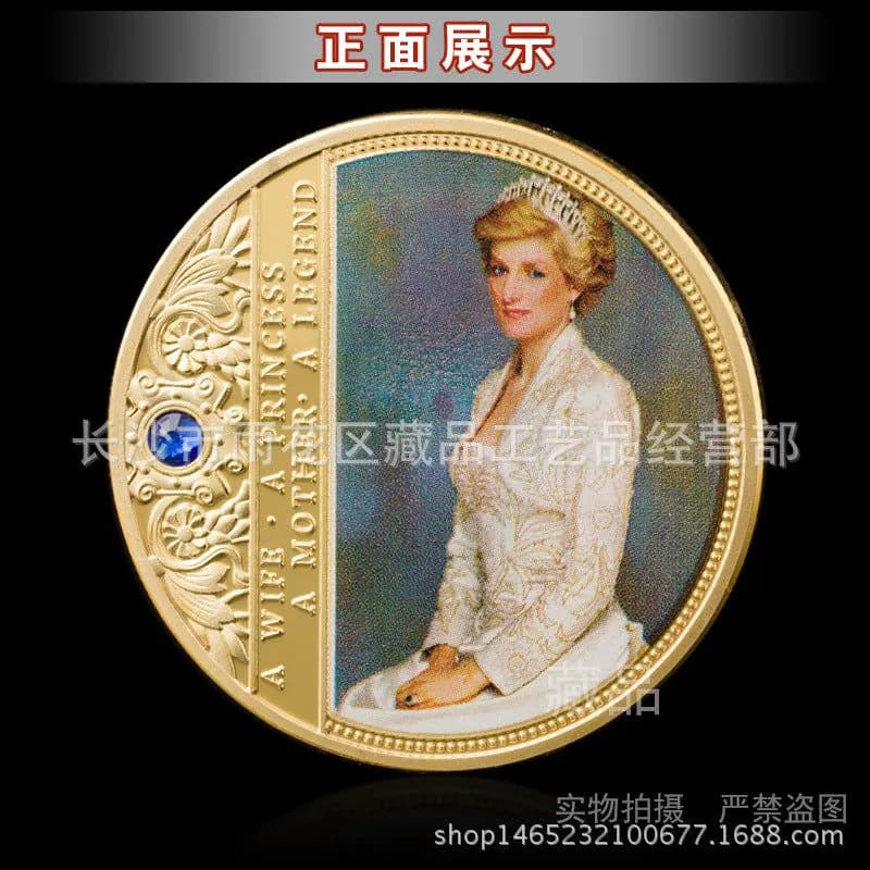 image-British Queen Diana Rose Butterfly Commemorative Coin Collection Diamond Love Gilded Coins