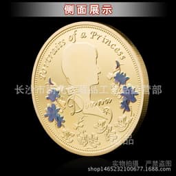 image-British Queen Diana Rose Butterfly Commemorative Coin Collection Diamond Love Gilded Coins