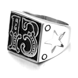 image-Retro Lucky Number 13 Men's Ring - Steel