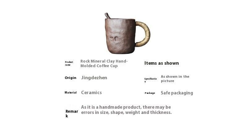 image-Rock Mine Clay Hand-pinching Craft Large Master Water Cup Retro Stoneware Matching Small Soup Spoon