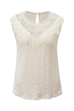 image-Guipure Lace Crochet Keyhole Back Tank Top - Apricot