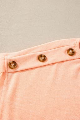 image-Smoke Gray Batwing Sleeve Casual Tee - Button Detail, Versatile