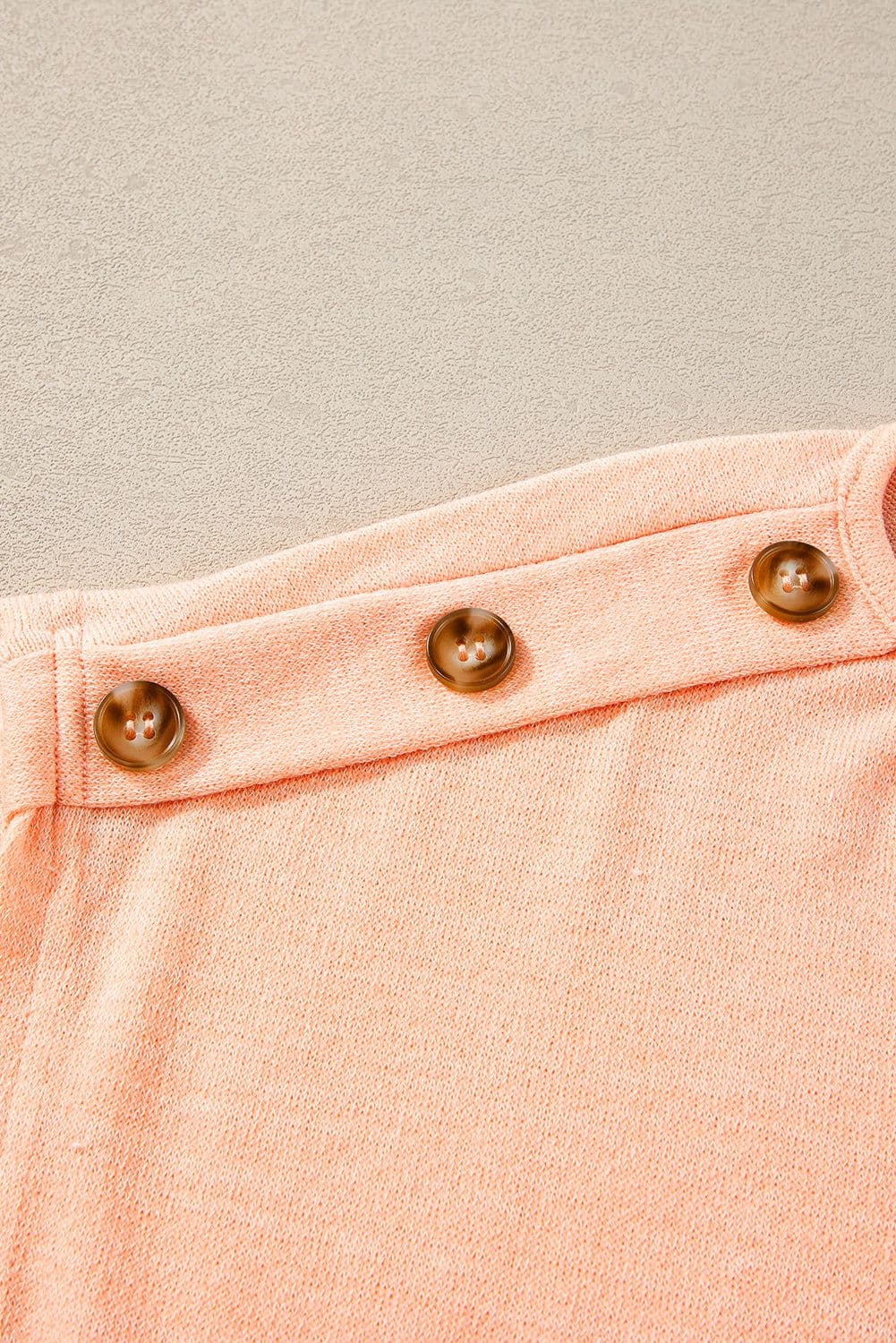 image-Smoke Gray Batwing Sleeve Casual Tee - Button Detail, Versatile
