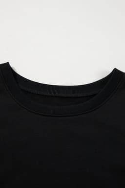 image-Black Puffy Half Sleeve Blouse with Contrast Stitches - Relaxed Fit