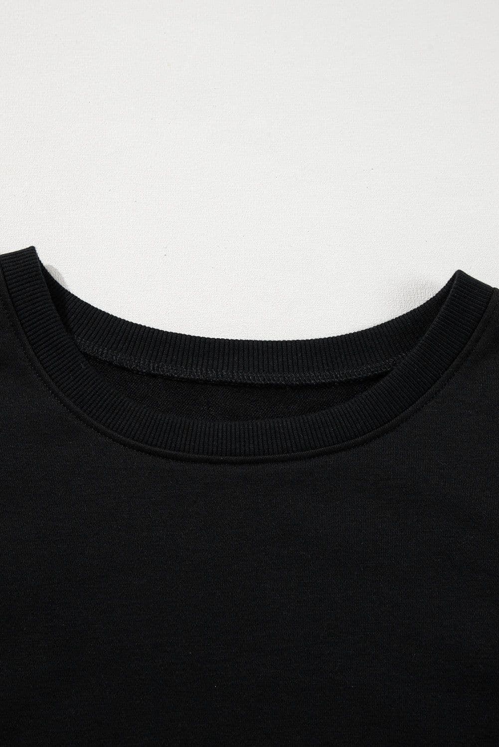 image-Black Puffy Half Sleeve Blouse with Contrast Stitches - Relaxed Fit