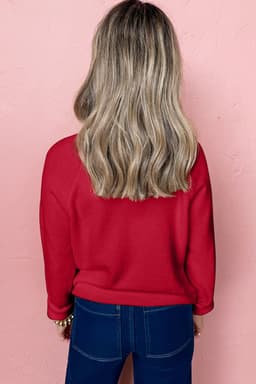image-Racing Red MERRY Letter Christmas Raglan Sweater