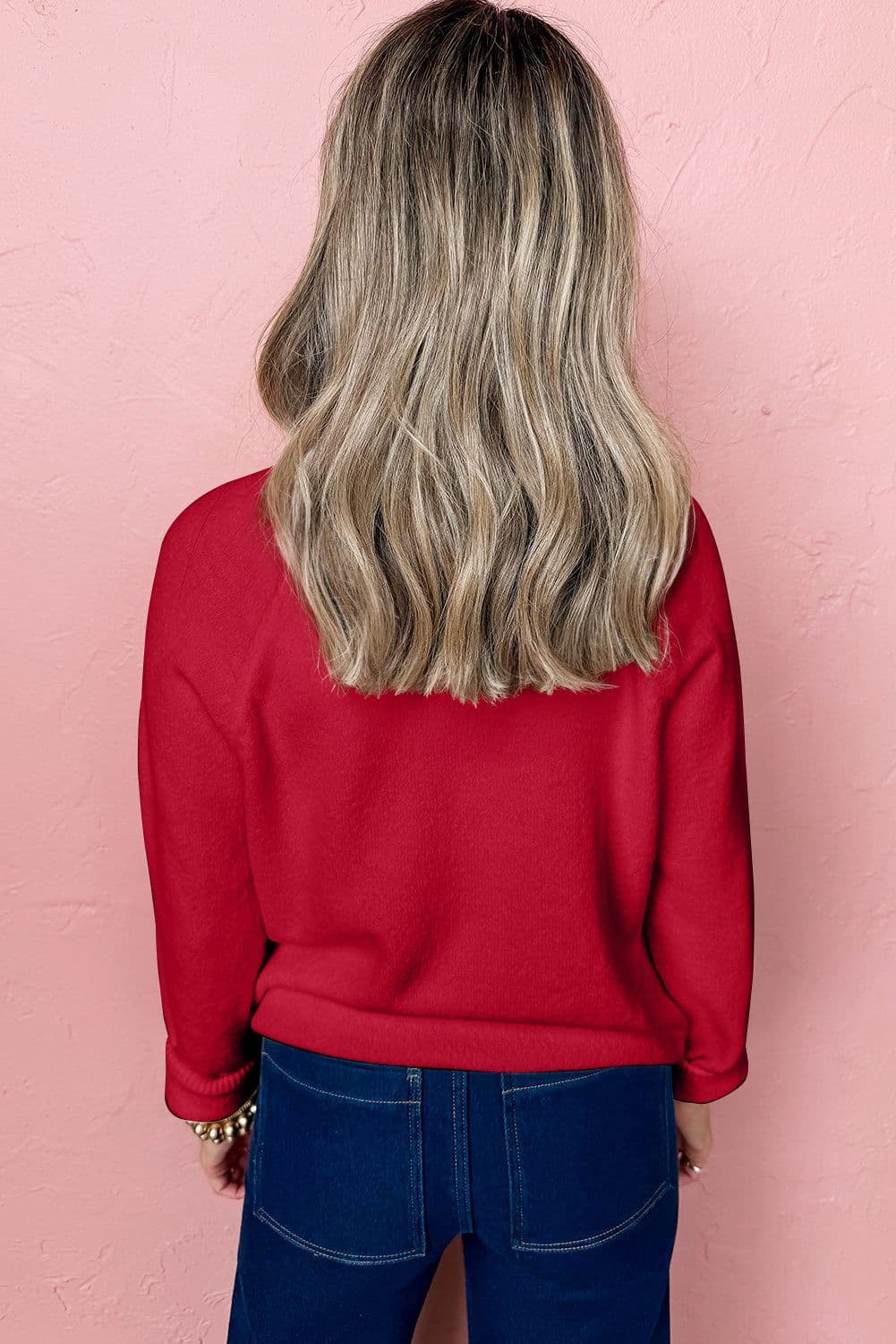 image-Racing Red MERRY Letter Christmas Raglan Sweater