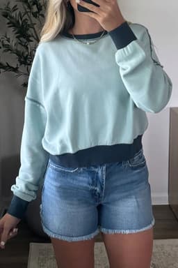 image-Iceland Blue Colorblock Crop Sweatshirt