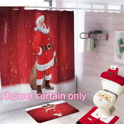 image-Merry Christmas Bathroom Curtain Santa Claus Toilet Seat Christmas Decorations