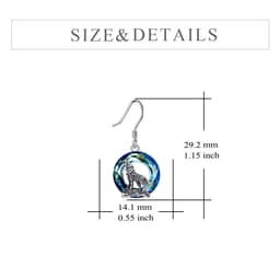 image-Sterling Silver Viking Wolf Earrings Necklace Jewelry with Crystal