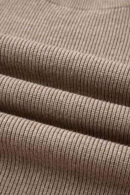image-Simply Taupe Ribbed Knit Contrasted Stripe Detail Button Side Loose Sweater