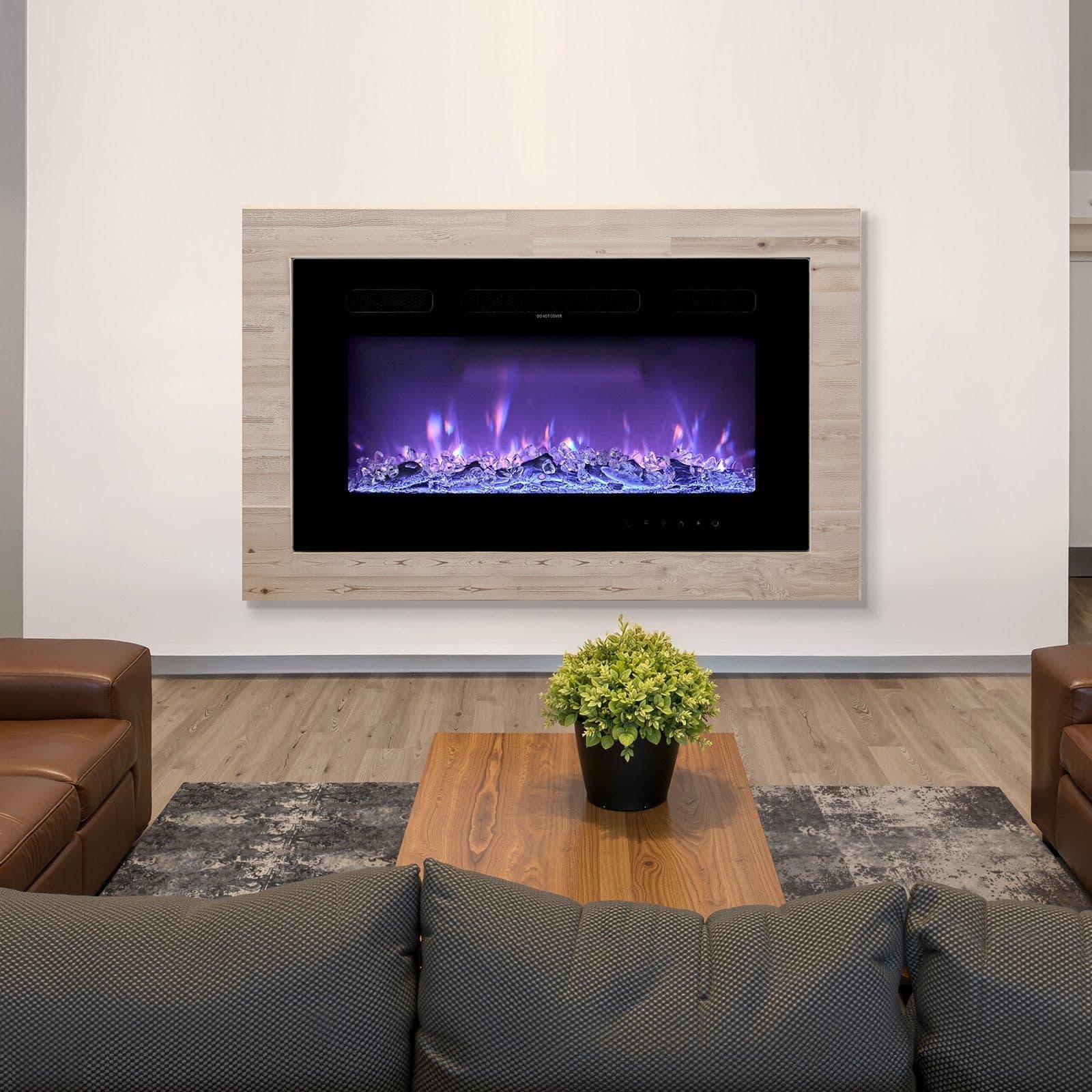 image-VEVOR 50 inch Electric Fireplace, Wall Mounted Recessed Fire Place with Remote Control, Timer, 1500W, Adjustable Flame Color Brightness, Touch Screen, Overheat Protection, for Living Room,Bedroom