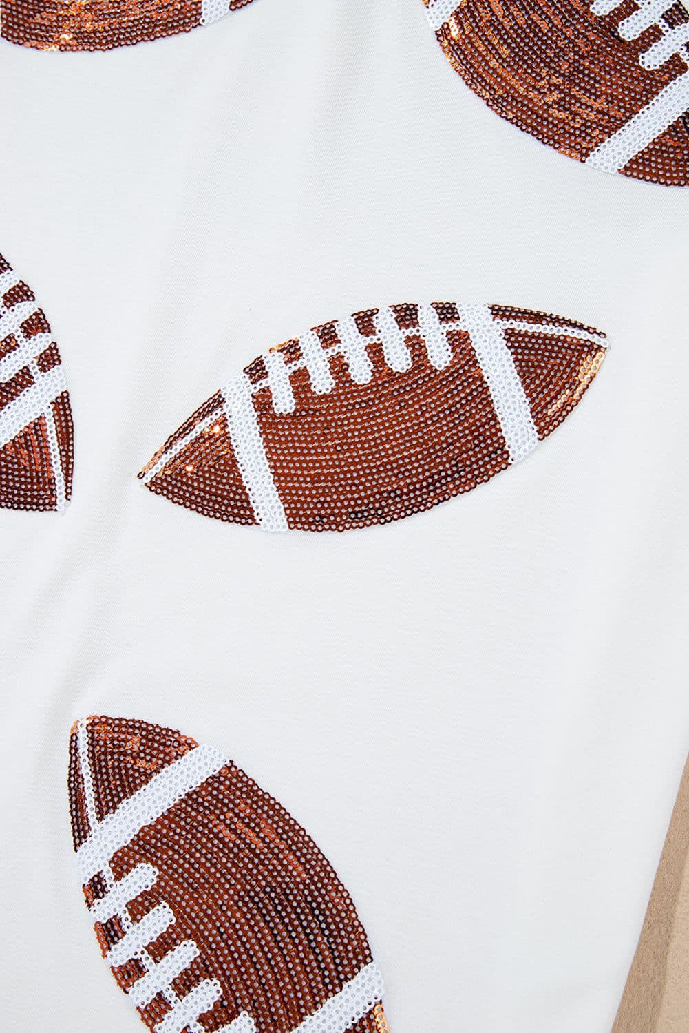 image-White Sequined Rugby Football Graphic T-Shirt