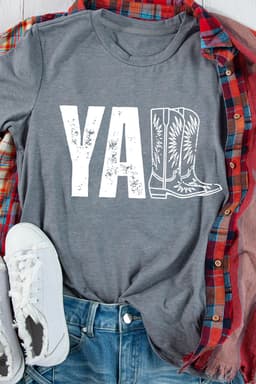 image-Gray YALL Western Boots Printed Tee