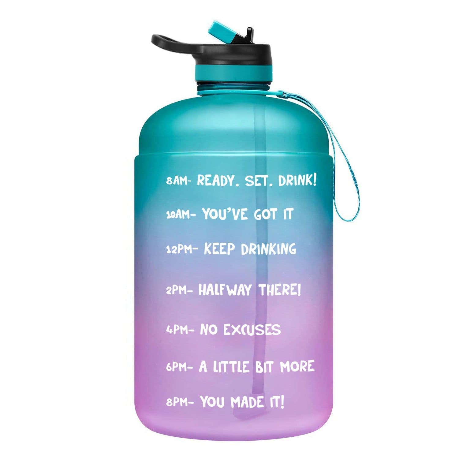 image-QuiFit Gallon Water Bottle with Straw Clear Plastic Drinking Bottles GYM Tool Jug BPA Free Sports Cup
