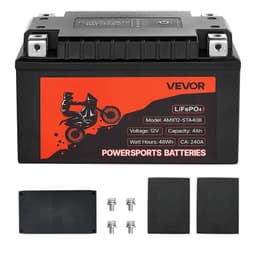 image-VEVOR Motorcycle Battery, 12 Volt 4Ah, LiFePO4 Lithium Pre-Charged Powersports Battery, Maintenance Free & High Performance, Compatible with ATV, Motorcycle, Jet Skis, Scooter, UTV, and More