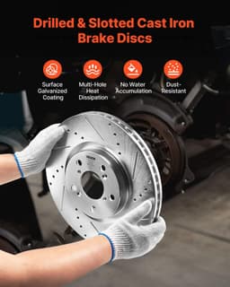 image-VEVOR Front and Rear Brake Kit Compatible with 2007-2013 Acura MDX, 2010-2013 Acura ZDX, 2009-2014 Honda Pilot, Drilled and Slotted Brake Rotors Ceramic Brake Pads Replacement Kit, 13 in (Front)