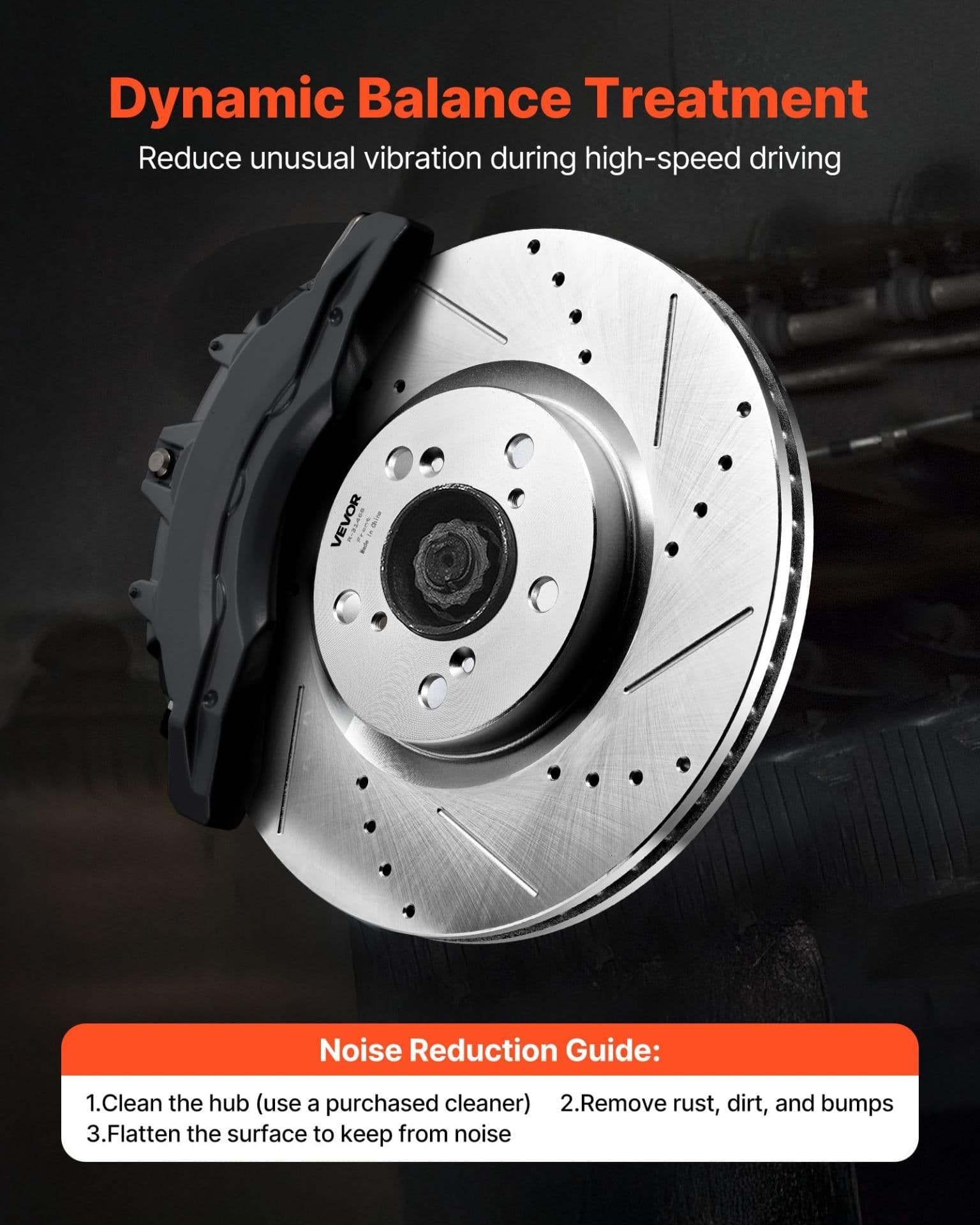 image-VEVOR Front and Rear Brake Kit Compatible with 2007-2013 Acura MDX, 2010-2013 Acura ZDX, 2009-2014 Honda Pilot, Drilled and Slotted Brake Rotors Ceramic Brake Pads Replacement Kit, 13 in (Front)