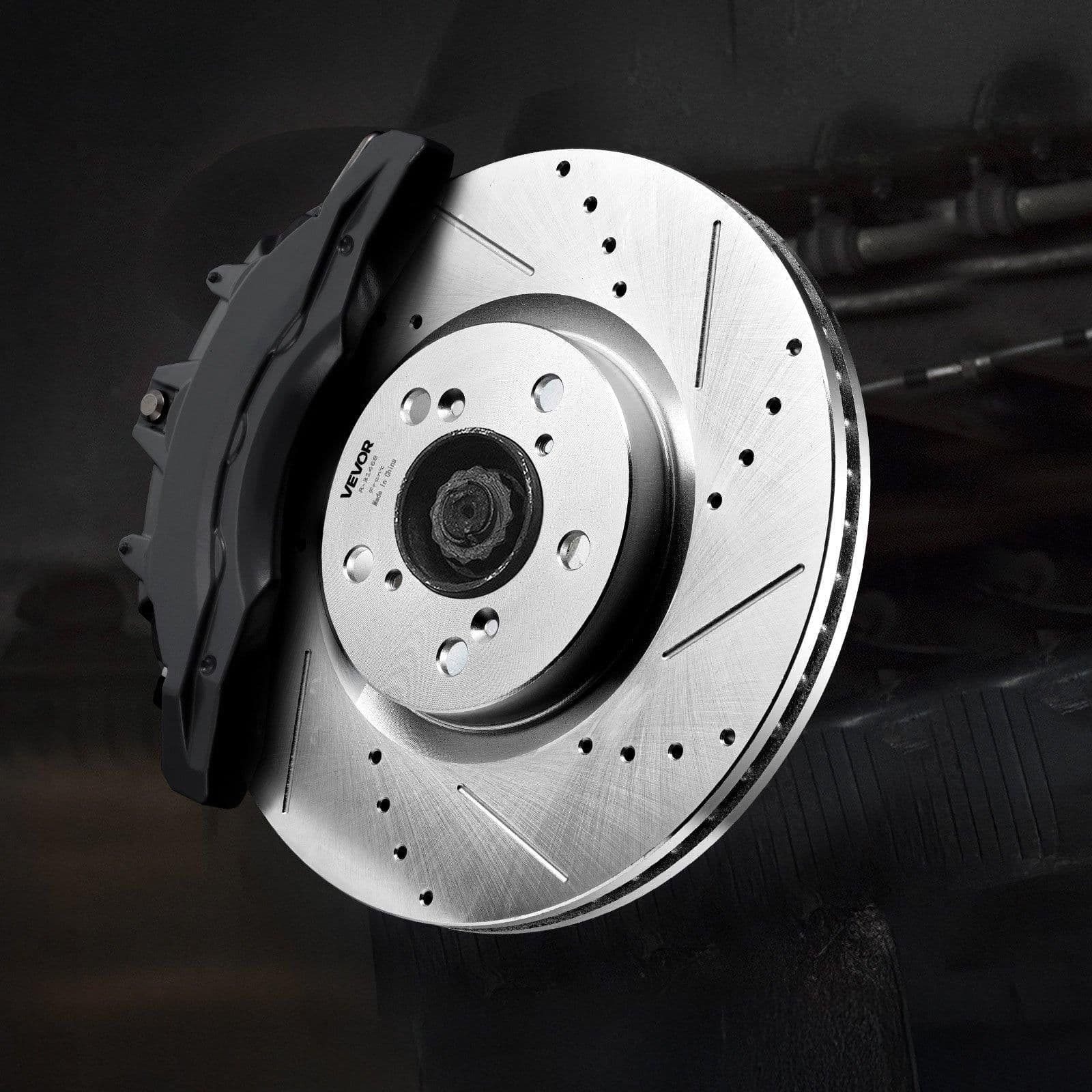 image-VEVOR Front and Rear Brake Kit Compatible with 2007-2013 Acura MDX, 2010-2013 Acura ZDX, 2009-2014 Honda Pilot, Drilled and Slotted Brake Rotors Ceramic Brake Pads Replacement Kit, 13 in (Front)