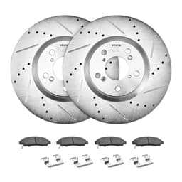 image-VEVOR Front and Rear Brake Kit Compatible with 2007-2013 Acura MDX, 2010-2013 Acura ZDX, 2009-2014 Honda Pilot, Drilled and Slotted Brake Rotors Ceramic Brake Pads Replacement Kit, 13 in (Front)