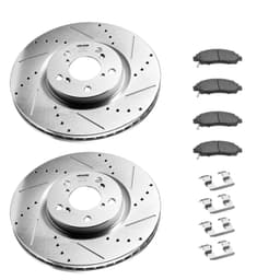image-VEVOR Front and Rear Brake Kit Compatible with 2007-2013 Acura MDX, 2010-2013 Acura ZDX, 2009-2014 Honda Pilot, Drilled and Slotted Brake Rotors Ceramic Brake Pads Replacement Kit, 13 in (Front)
