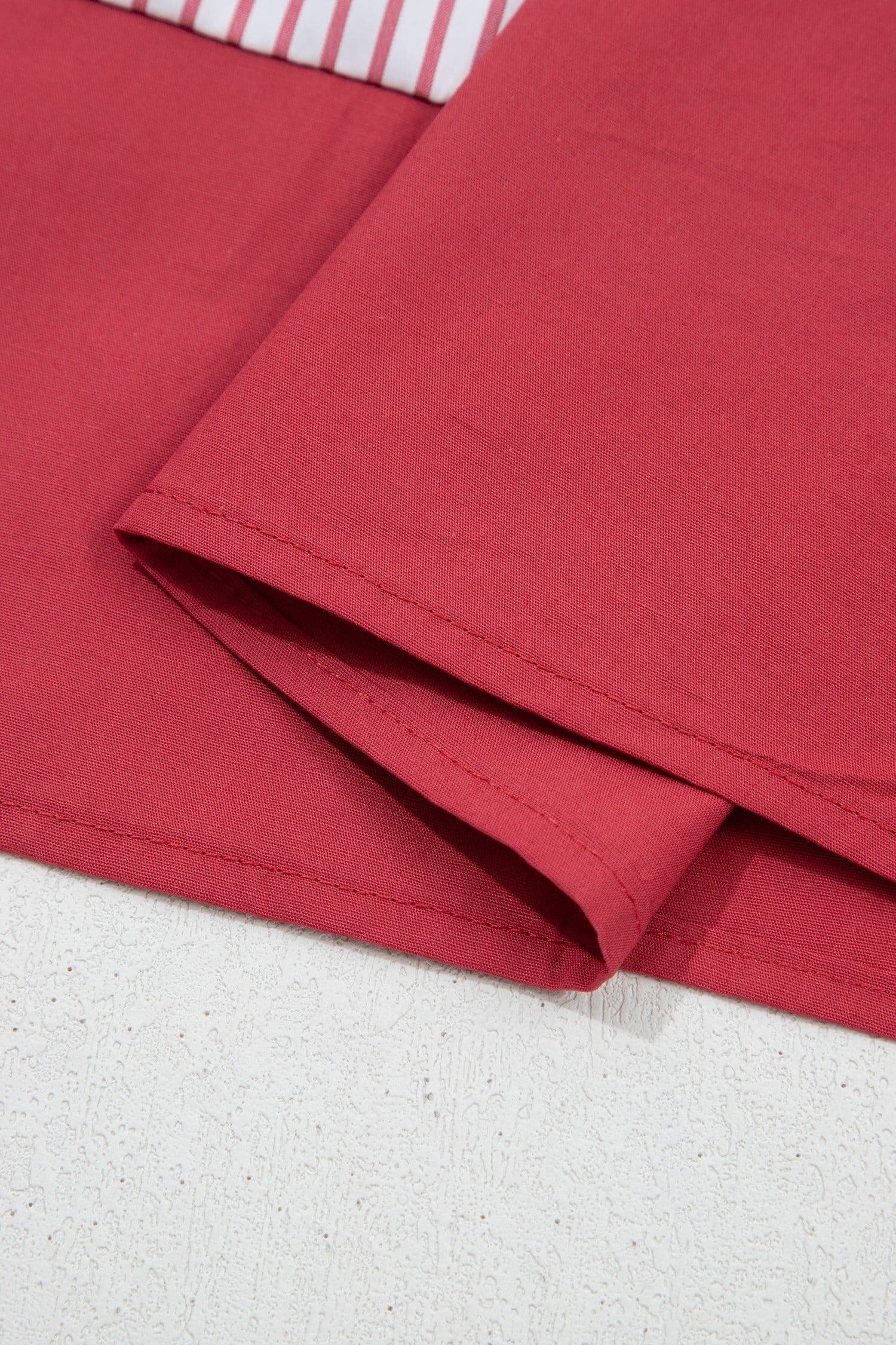 image-Red Stripe Plus Size Ruffled Hem Midi Dress