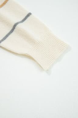 image-Multicolour Striped V Neck Drop Shoulder Cardigan Sweater