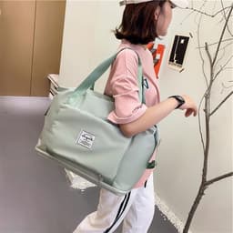 image-Foldable Storage Travel Bag Waterproof Large Capacity Gym Fitness Bag Weekender Overnight For Women