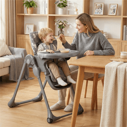 image-Adjustable Gray High Chair for Babies - 6-36 Months, Foldable, 7 Positions