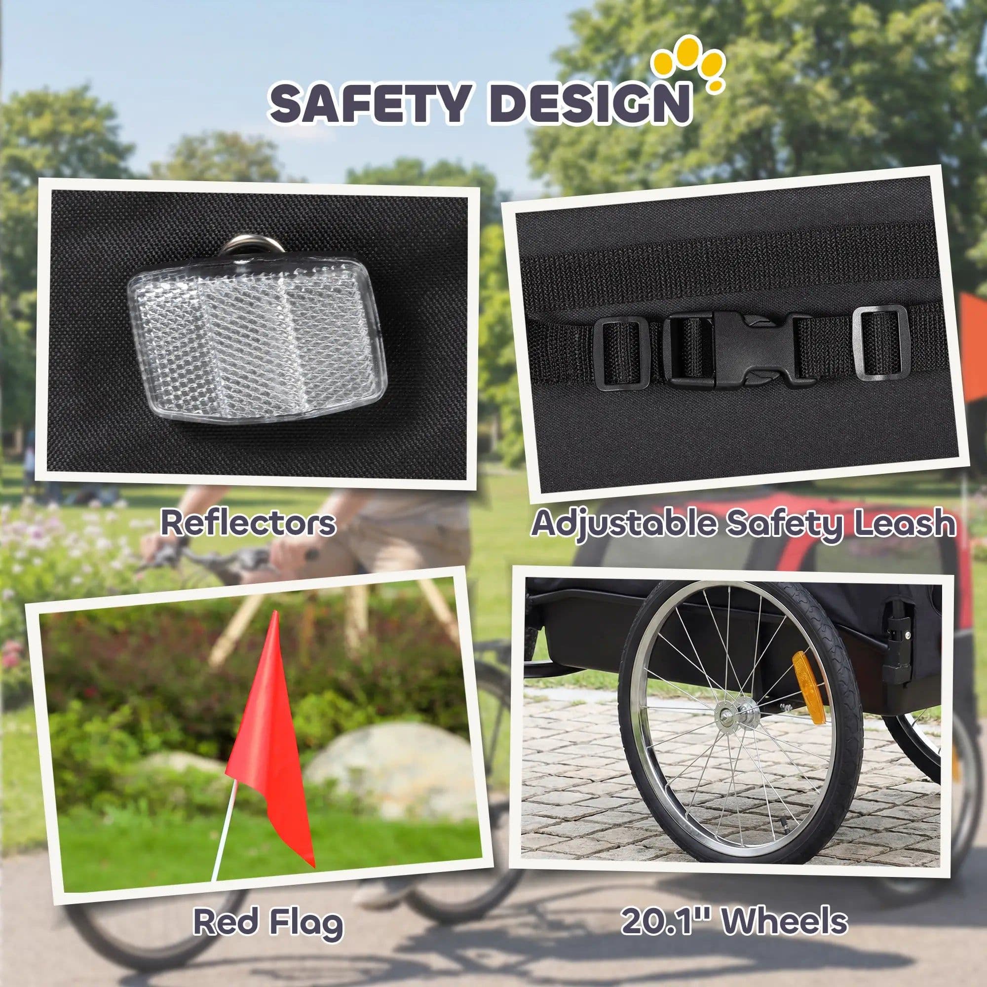 image-Dog Bike Trailer - Durable Steel Frame, 20" Wheels, Easy Assembly