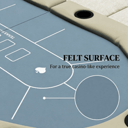 image-Extra-Large 70" Oval Foldable Poker Table - Blue/Brown MDF Steel PU