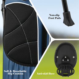 image-Lightweight Blue Golf Stand Bag, 3-Way Dividers, Polyester, 4 Zipper Pockets