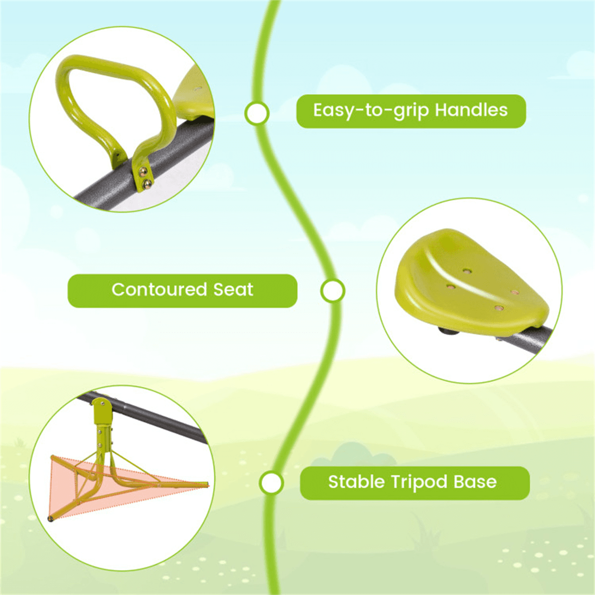 image-Kids 360-Degree Rotating Seesaw, Plastic & Iron, 70.9"x26.4"x27.6", 154LBS