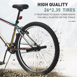 image-26 Inch Freestyle Bike for Teens, Steel Frame Single-Speed Bicycle with 2 Pegs , Front Caliper Brake and Rear V Brake, Bicycle for Boys and Girls Ages 14+